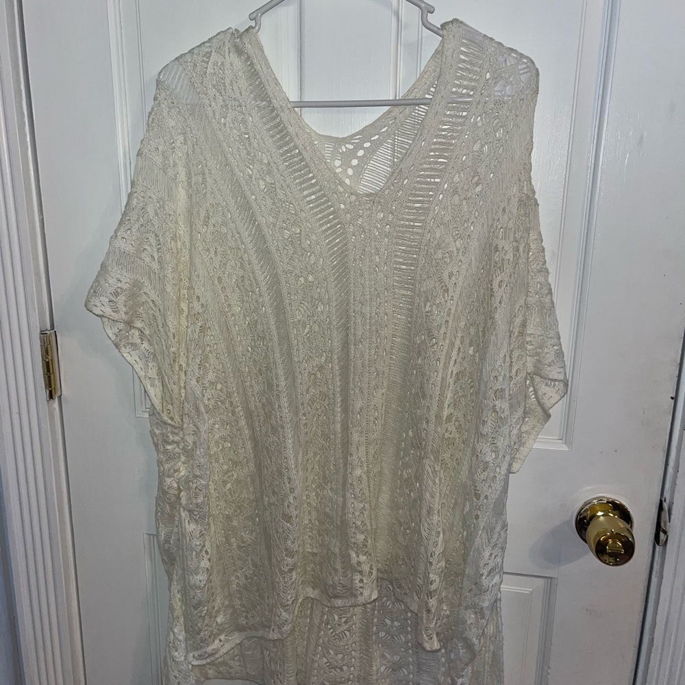 White bathing suit cover up